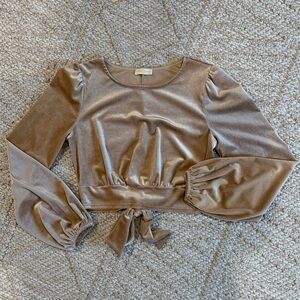 Chrysanthemum tie-back velvet blouse